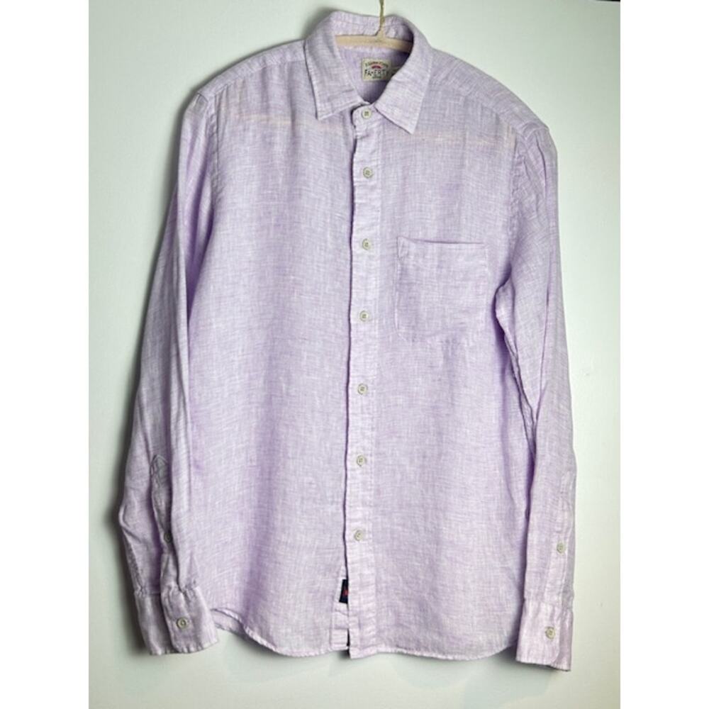 Faherty Laguna Linen Shirt XS Lavender Melange Button Up Coastal Chic Top Shirt